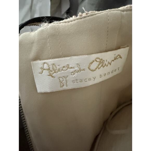 Alice + Olivia Nude Lace Gown Bustier leather t-back - Picture 6 of 12